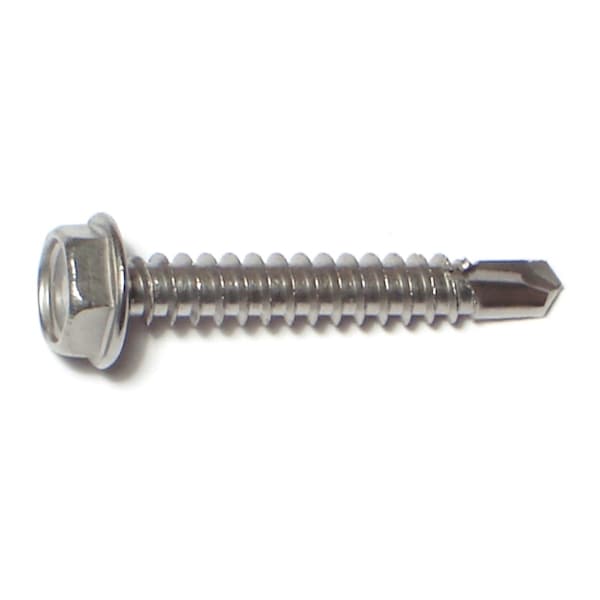 Midwest Fastener Self-Drilling Screw, #10 x 1-1/4 in, Zinc Plated Stainless Steel Flange Hex Head External Hex Drive 09850 - main
